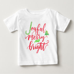Joyful merry and bright red typography script baby T-Shirt