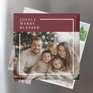 Joyful Merry Blessed Personalized Christmas Photo  Magnet