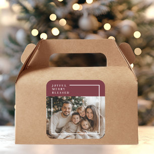 Joyful Merry Blessed Personalized Christmas Photo Square Sticker