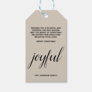 Joyful minimal holiday Christmas   Gift Tags