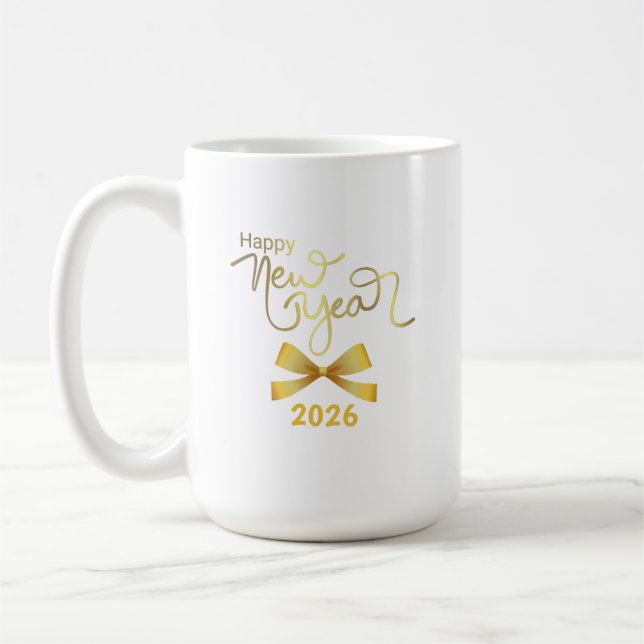 Joyful Minimalist Holiday Gold Text Mug (Left)