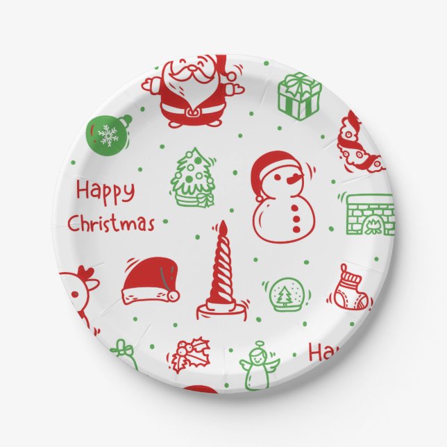 Joyful Minimalist Holiday  Paper Plate (Front)