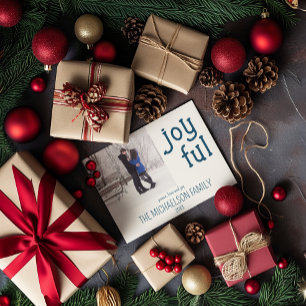 Joyful Minimalist Photo Christmas Holiday Card