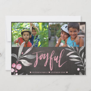 Joyful Mistletoe 2 Photo Collage Chalkboard Holiday Card