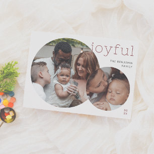 Joyful   Modern 2 Photo Christmas Holiday Card