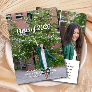 Joyful Modern 4 Photo Graduation Invitation
