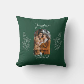 Joyful Modern Arch Family Photo Christmas Cushion