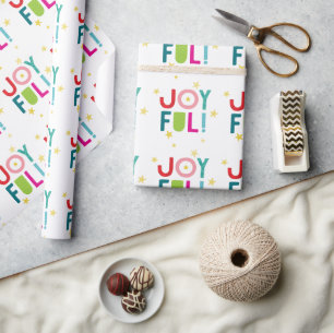 JOYFUL modern bold bright colourful fun typography Wrapping Paper