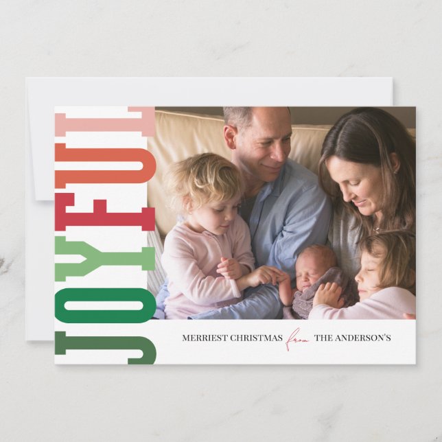 Joyful Modern Colourful Holiday Photo Card (Front)