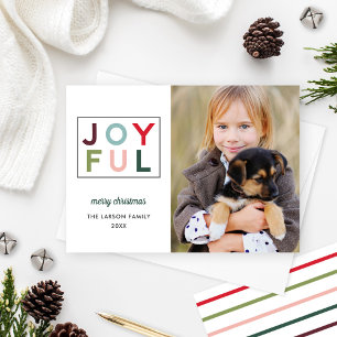 Joyful   Modern Colourful Photo Holiday Card