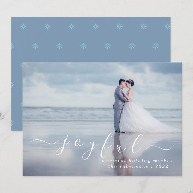 Joyful Modern Custom Photo Christmas Holidays Holiday Card (Front/Back)