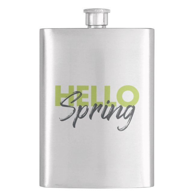 Joyful, modern, fun, vibrant design Hello Spring Hip Flask (Front)