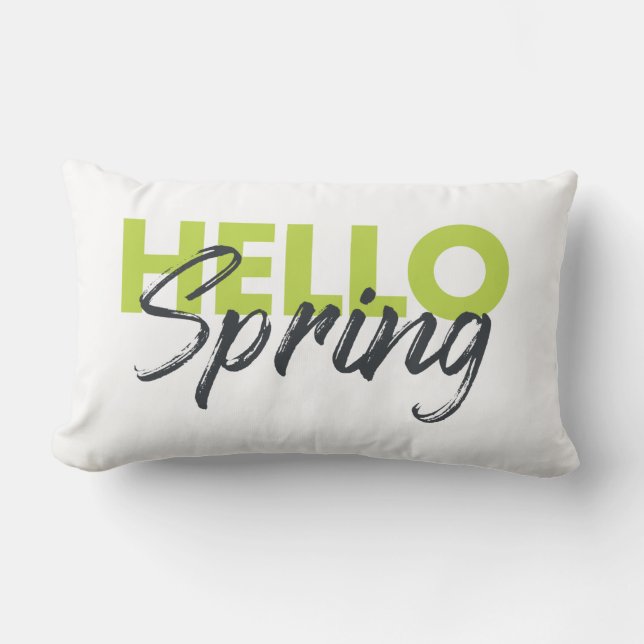 Joyful, modern, fun, vibrant design Hello Spring Lumbar Cushion (Front)