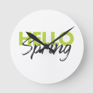 Joyful, modern, fun, vibrant design Hello Spring Round Clock