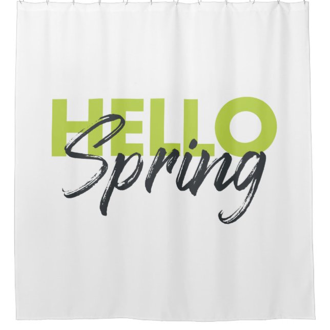 Joyful, modern, fun, vibrant design Hello Spring Shower Curtain (Front)