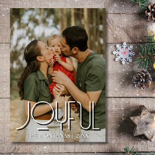 Joyful Modern Holiday Family Photo Light Gray