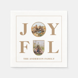 Joyful Modern Minimalist Beige Arch Two Photo Napkin