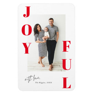 Joyful modern portrait photo holiday card magnet