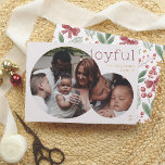 Joyful | Modern Round 2 Photo Christmas Foil Holiday Card<br><div class="desc">Give your Christmas cards a sparkle with real gold, silver, or rose gold foil! Spread holiday cheer with this chic and elegant Christmas foil card! Featuring two round photos, the design gives your favourite family moments a modern twist. The smaller circle photo is artfully overlaid on the larger one, creating...</div>