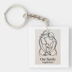 Joyful moment of two mums expecting a baby  key ring