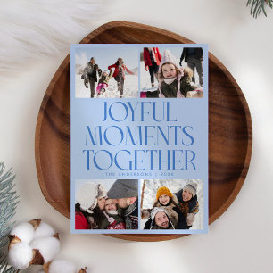 Joyful Moments Together Icy Blue Multi Photo Holiday Card