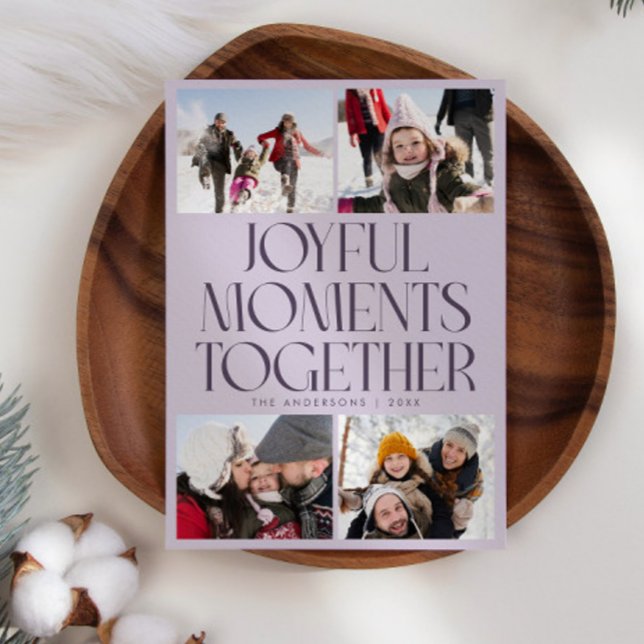 Joyful Moments Together Purple Multi Photo Holiday Card (Creator Uploaded)