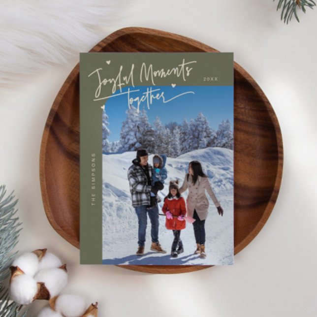Joyful Moments Together Sage Christmas Photo Holiday Card (Creator Uploaded)