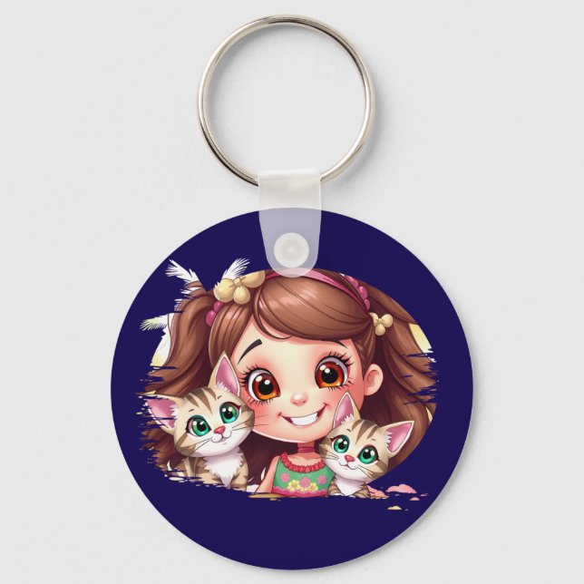 Joyful Moments with My Kitties Key Ring (Front)