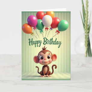 Joyful Monkey Balloon Card