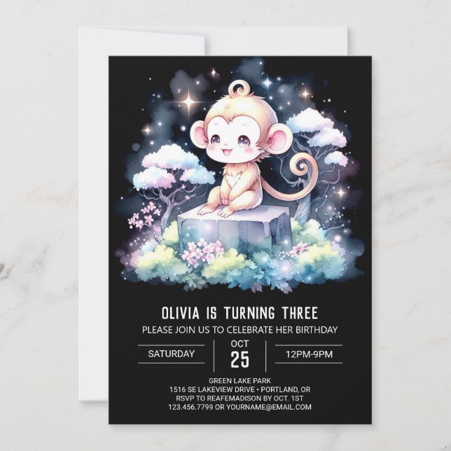 Joyful Monkey Birthday Invitation (Front)