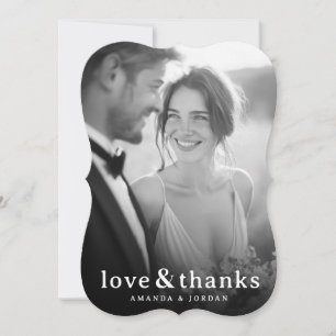 Joyful Monochrome Wedding Photo Thank You Card