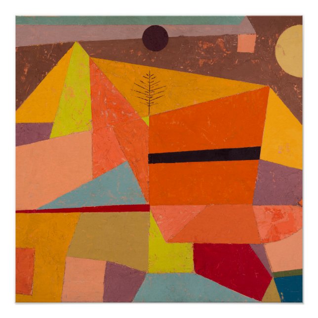 Joyful Mountain Cubism Geometric Landscape Poster (Front)