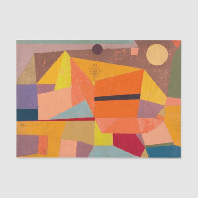 Joyful Mountain Landscape, Paul Klee Abstract Art Tissue Paper (Front)