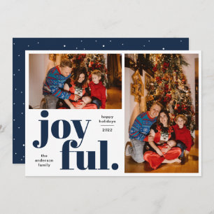 Joyful Multi Photo Blue Holiday Card