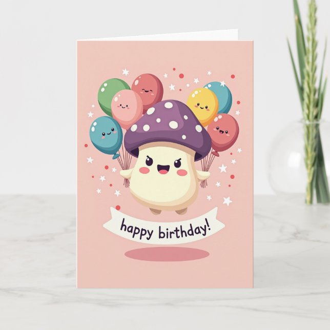 Joyful Mushroom Birthday Card (Front)