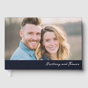 Joyful Navy Realistic Photo Guest Book
