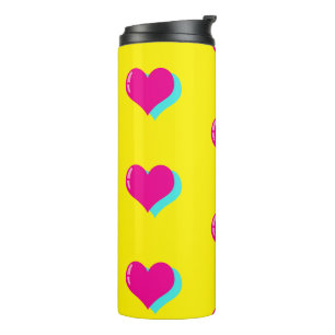 Joyful Neon Love Retro Vaporwave Hearts Fun Thermal Tumbler