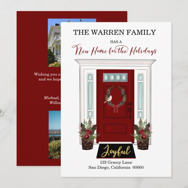 Joyful | New Home for the Holidays Red Door Moving Announcement (Front/Back)