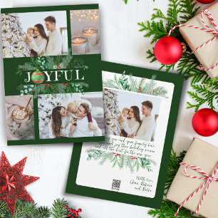 Joyful New parents Ornament 4 photo Holiday Card