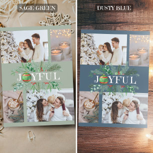 Joyful New parents Ornament 4 photo Holiday Card