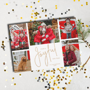 JOYFUL New Year 5 Photo  Holiday Card