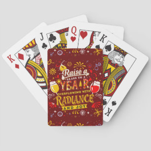 Joyful New Year Celebration Raising a Glass Playing Cards