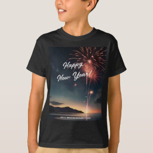 Joyful New Year Fireworks Script Typography Kids T-Shirt