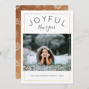 Joyful New Year Photo Card Gold