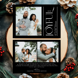 Joyful Newlywed Photo First Christmas Married Holiday Card