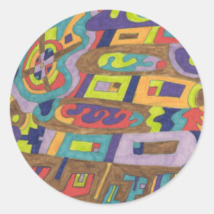 "Joyful Noise" Abstract Classic Round Sticker