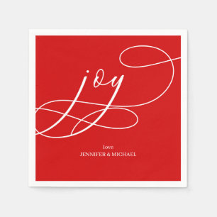 JOYFUL on Red Christmas Napkin