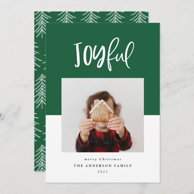 Joyful one photo script text modern holiday (Front/Back)