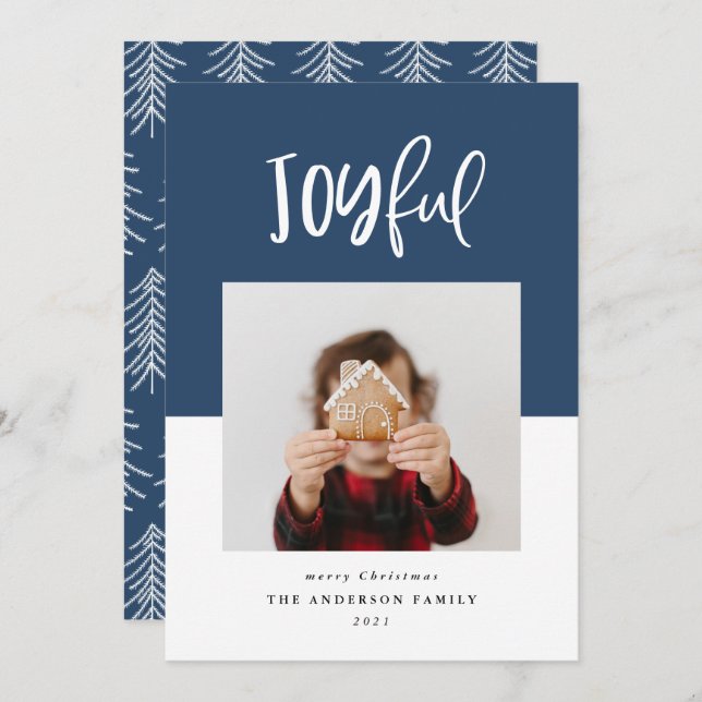 Joyful one photo script text modern holiday (Front/Back)