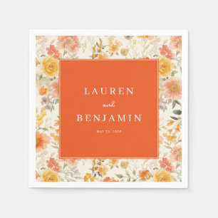 Joyful Orange Floral Napkin